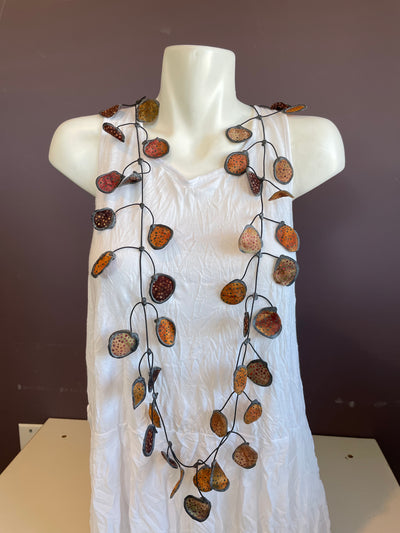 Speckled Fabric and Rubber Necklace