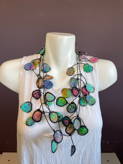 Speckled Fabric and Rubber Necklace