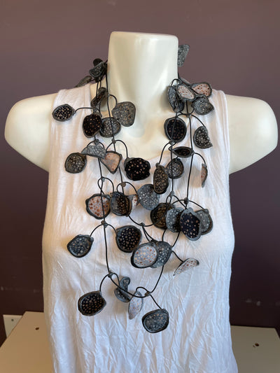 Speckled Fabric and Rubber Necklace