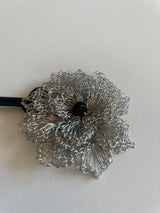 Silver Crochet Rose Lariat Necklace