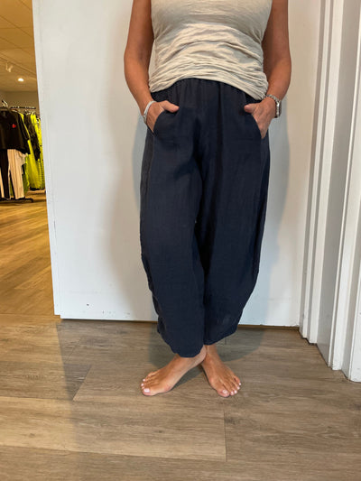 Linen Cropped Baggy Pant