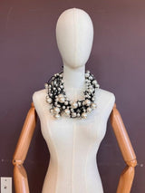 10-Strand Faux Pearls on Leatherette Necklace