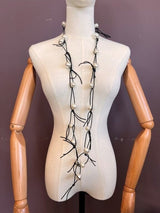 Faux Pearls on Leatherette Chain Necklace