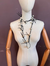 Faux Pearls on Leatherette Chain Necklace