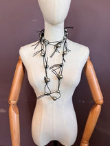 Faux Pearls on Leatherette Chain Necklace