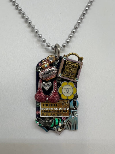 Born To Shop Dog Tag Necklace