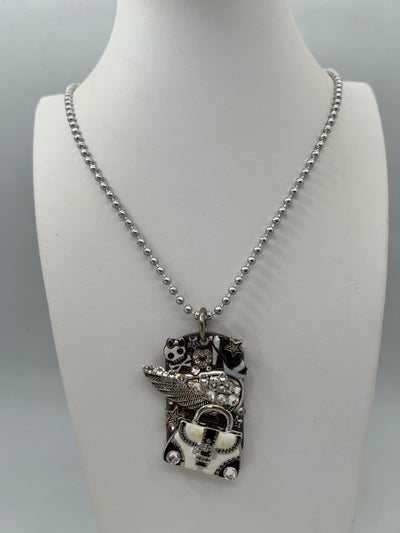 Wing and Handbag Dog Tag Necklace
