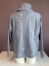 Distressed Cowl Neck Sweater