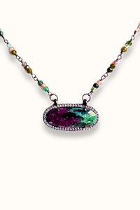 Ruby Zoisite Oval Disc Necklace