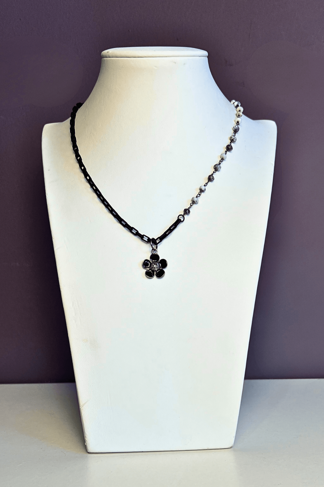 Opal Chain Flower Necklace