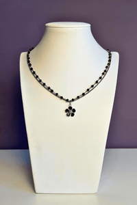 Layered Chain Onyx Flower Necklace