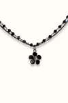 Layered Chain Onyx Flower Necklace