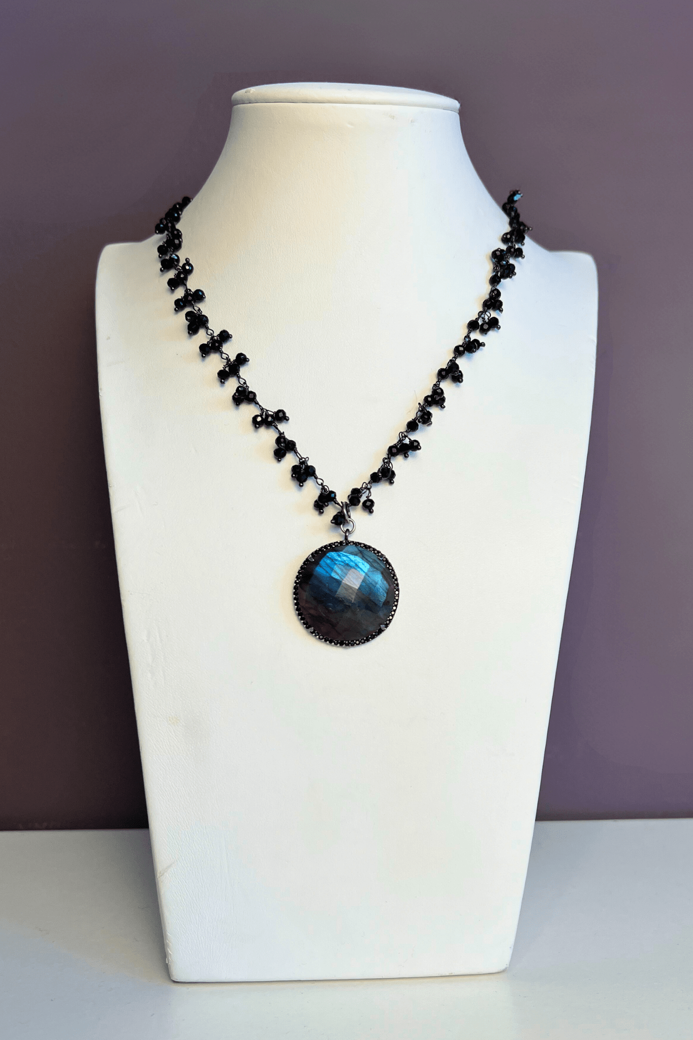 Large Labradorite Disc Necklace
