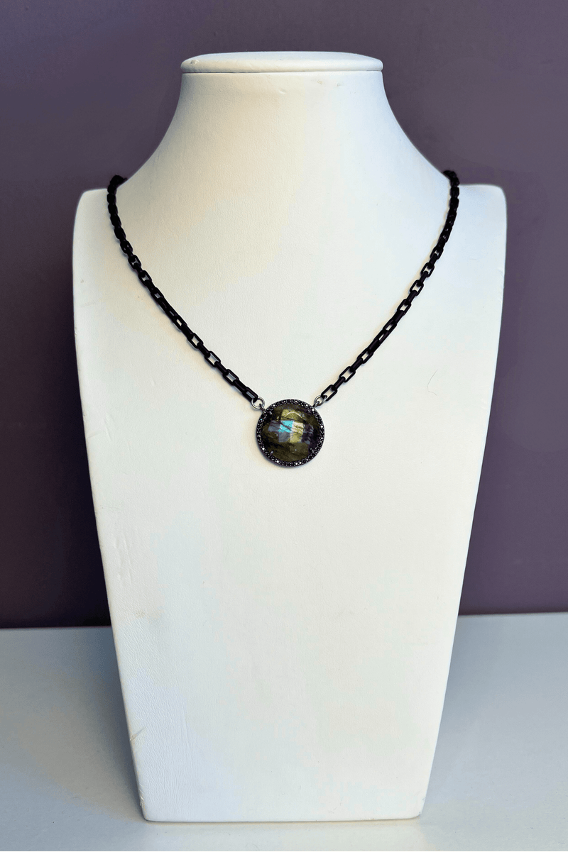 Small Labradorite Disc Necklace