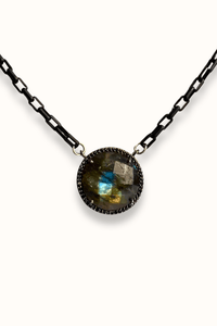 Small Labradorite Disc Necklace