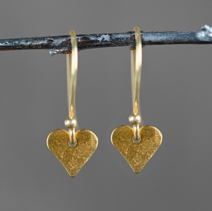 Brass Hammered Hearts Earrings