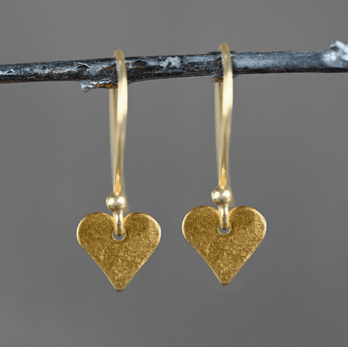 Brass Hammered Hearts Earrings