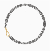 Mixed Metal Paperclip and Lock Necklace