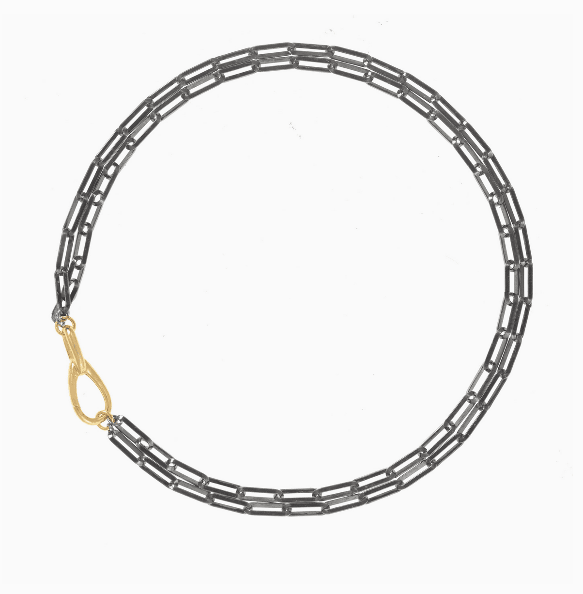 Mixed Metal Paperclip and Lock Necklace