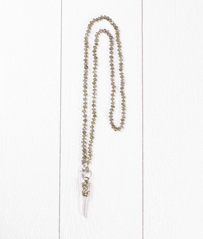 Smooth Labradorite Bead Necklace with Dagger Pendant