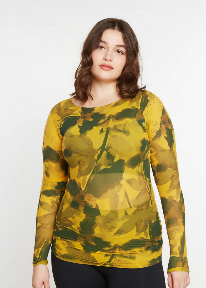 Mustard Foliage Mesh Tee