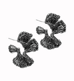 Black & Silver Rio Hoops Handmade Crochet Earrings