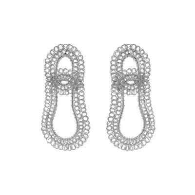 All Silver Artemis Duo Handmade Crochet Earrings