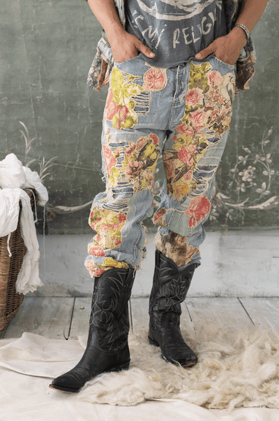 Floral Applique Miner Denims