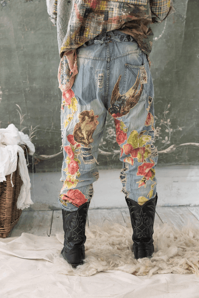 Floral Applique Miner Denims