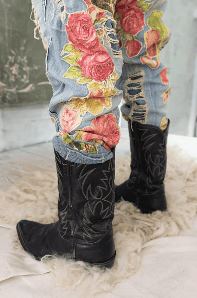 Floral Applique Miner Denims