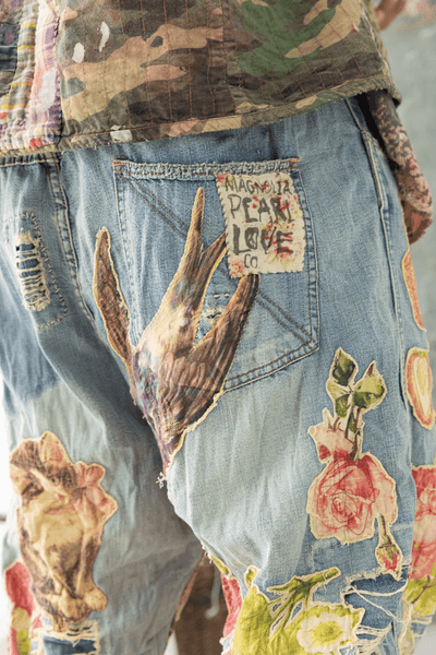 Floral Applique Miner Denims