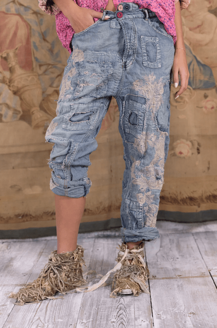 Lace Embroidered Miner Denim