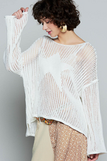 Round Neck Long Sleeve Star Weave Sweater