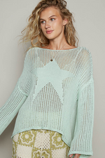 Round Neck Long Sleeve Star Weave Sweater