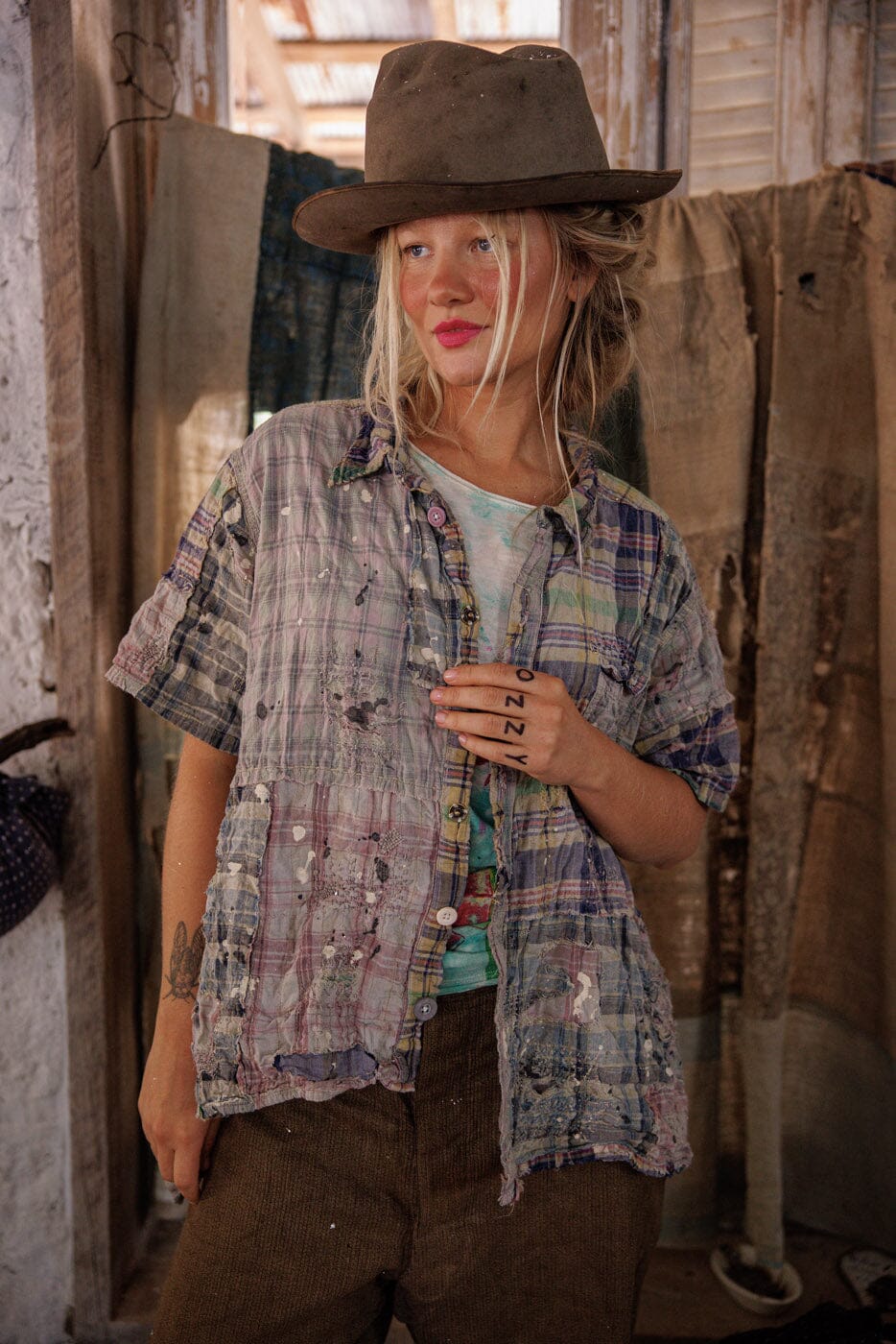 Yarn-Dyed Patchwork Perletta Shirt