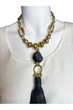 Leather Tassel and Agate Necklace