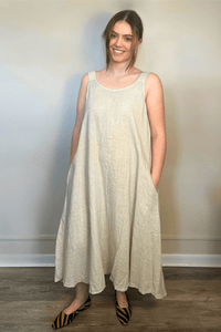 Elastic Strap Linen Dress