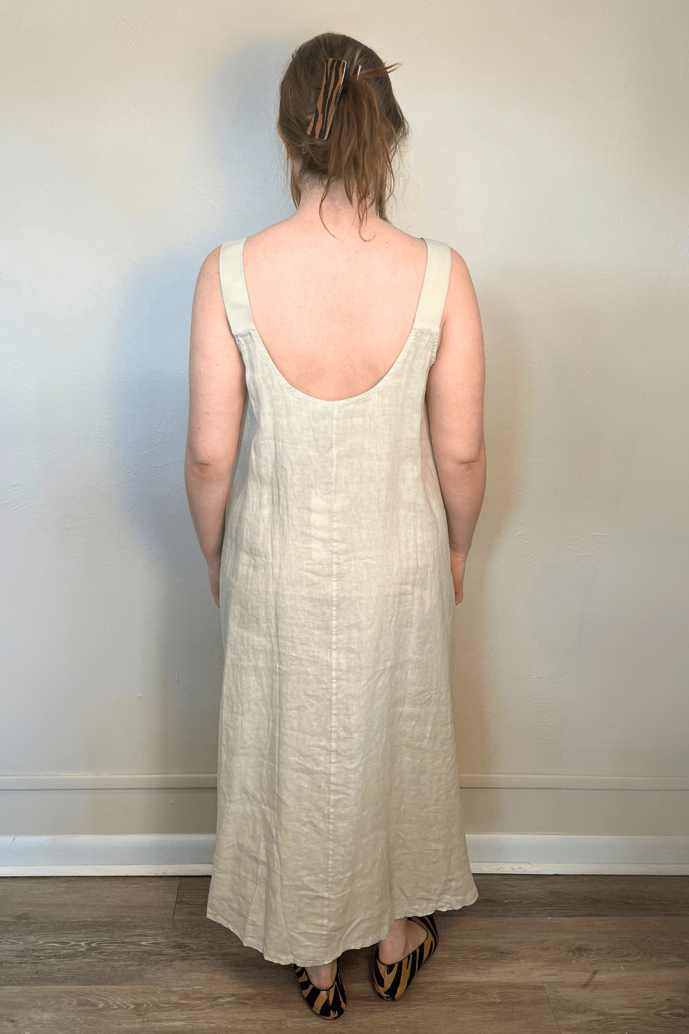 Elastic Strap Linen Dress