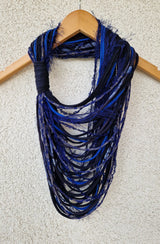 Blue Textile Scarf Necklace
