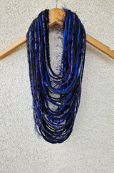 Blue Textile Scarf Necklace