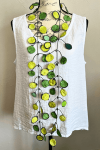 Chartreuse Ink Rubber & Fabric Necklace
