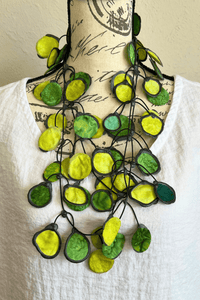 Chartreuse Ink Rubber & Fabric Necklace