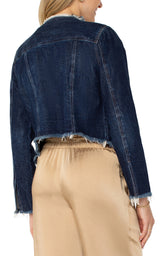 Classic Jean Jacket with Frayed Hem