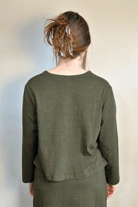 Crop V Cardigan - Peppercorn