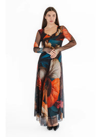 Delila Mesh Sleeve Long Dress