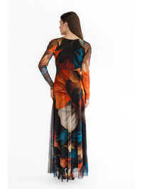 Delila Mesh Sleeve Long Dress