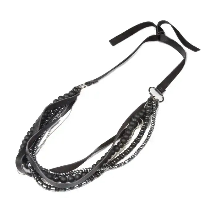 Eclipse Layered Leather & Bead Necklace