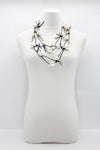 Faux Pearls On Leatherette Chain Necklace