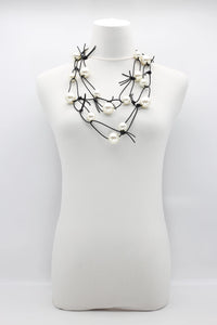 Faux Pearls On Leatherette Chain Necklace