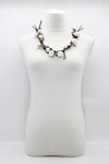 Faux Pearls On Leatherette Chain Necklace